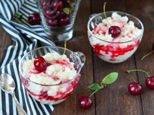 Crème de riz à la compote de cerises