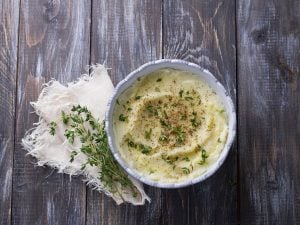 Ecrasé de pommes de terre à la tapenade