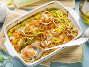 Gratin de poireaux au jambon