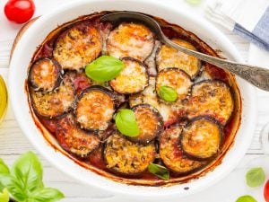 Moussaka légère : aubergines, tomates…