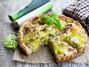 Quiche aux poireaux et aux crevettes