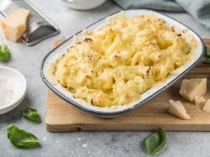 Gratin de chou-fleur au jambon cru