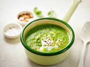 Crème de petits pois au wasabi