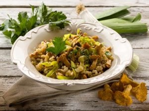 Risotto poireaux champignons