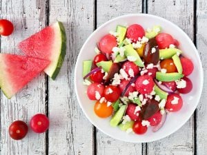 Salade de melon et fromage de chèvre