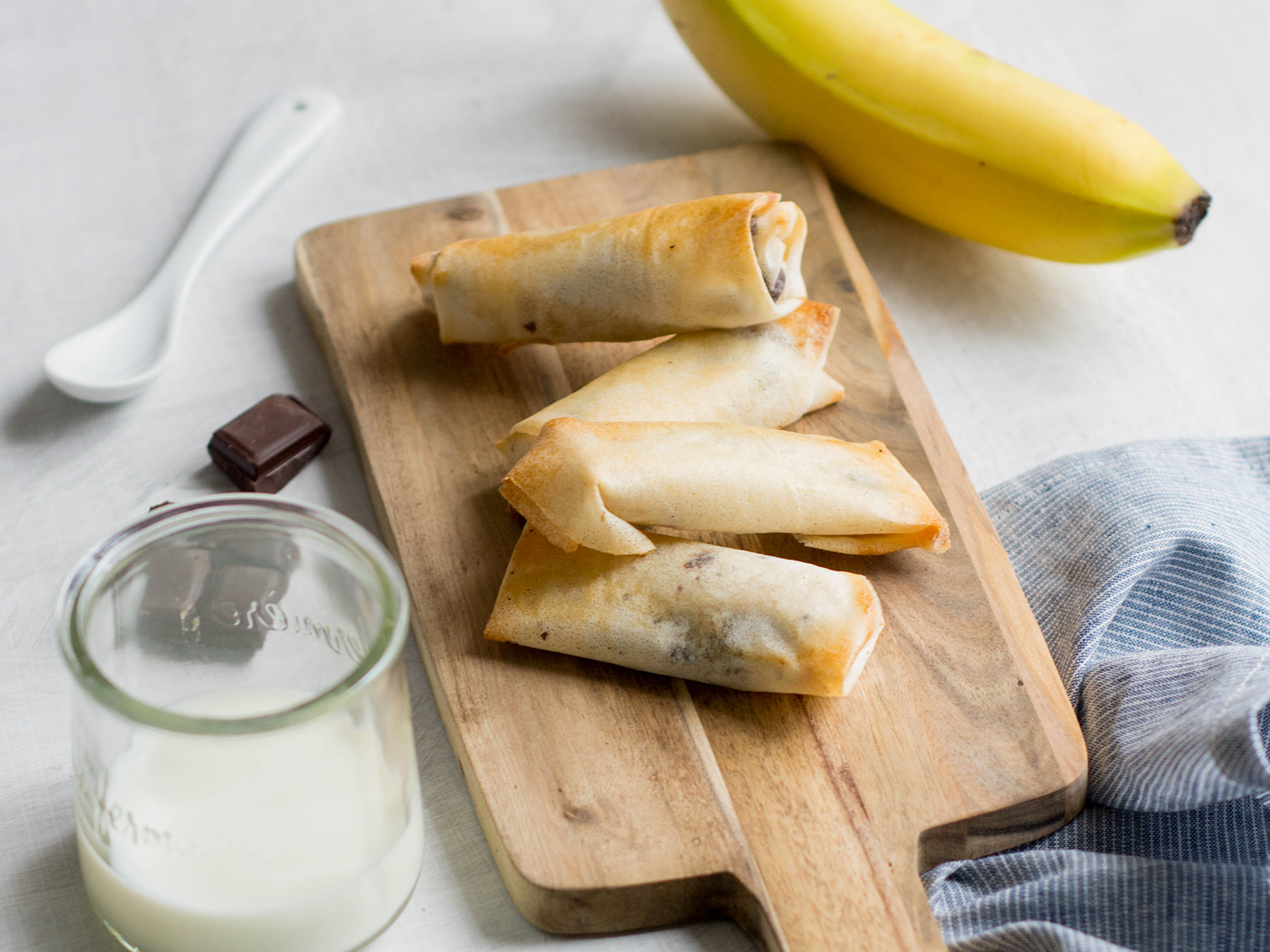 Nems à la banane bio et au chocolat