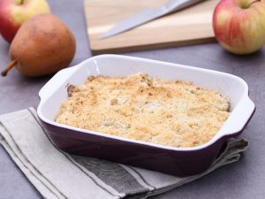Crumble au beurre salé, aux pommes et poires
