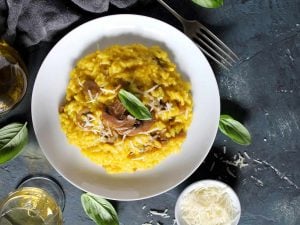 Risotto aux champignons de Paris et safran