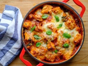 Gnocchi épinards, poivron, pancetta