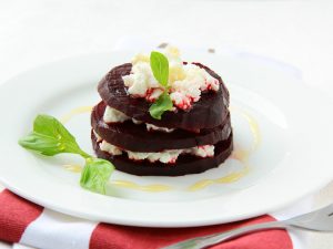 Millefeuille de betterave et chèvre