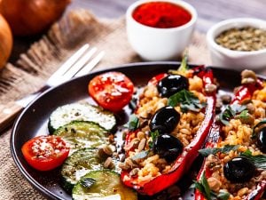 Poivrons farcis aux lentilles