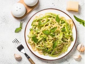 Spaghetti à la crème de courgette
