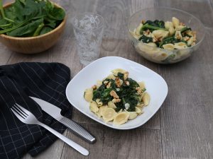 Conchiglie à la crème d’épinard, noix et gorgonzola