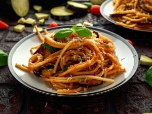 Spaghetti aux aubergines