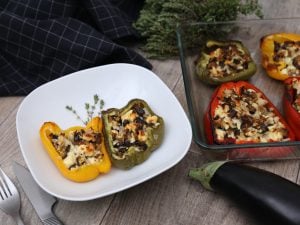 Poivrons farcis à la feta et à l’aubergine