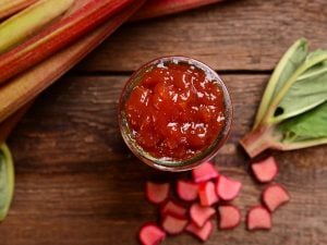 Confiture à la rhubarbe et à la framboise