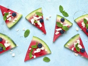 Tranches de pastèque à la menthe et à la feta