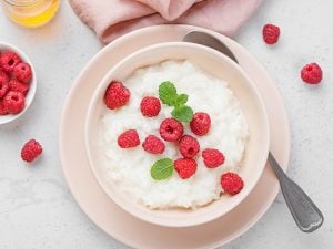 Riz au lait aux framboises