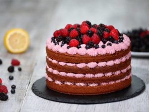 Gâteau à la mousse de framboises