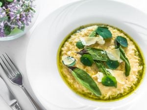 Risotto au chèvre et aux champignons