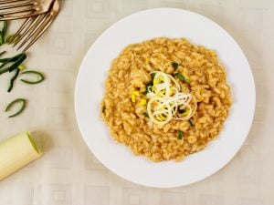 Risotto aux crevettes et poireaux