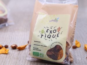 L'exotique, mélange de fruits secs : raisins sultanines, amandes et mangues