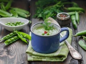 Velouté de cosses de petits pois