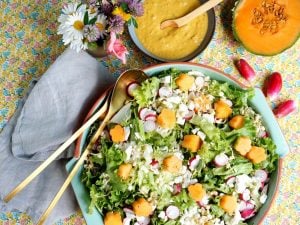 Salade verte melon, radis et feta