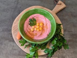 Houmous de betterave, pois-chiches et mascarpone