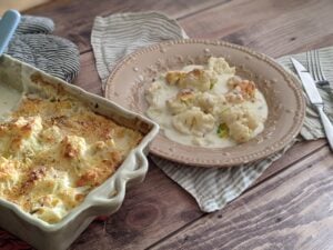 Gratin de chou-fleur et poireaux