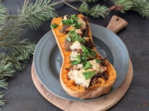 Courge butternut farcie au bœuf et poireaux