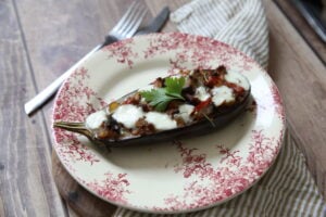 Aubergine farcie à la mozzarella
